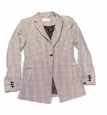 Calvin Klein Womens Plaid Blazer Lined One-Button Notch Lapel Size 6