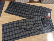Cider Black/Grey Straight/Wide Leg Plaid Trousers 4XL