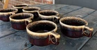 7 Vintage Oven Proof USA Brown Drip 5” Coffee Cups