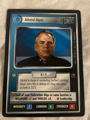 #ad Star Trek CCG 1E FC ADMIRAL HAYES Rare Card $1.35
