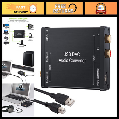USB to SPDIF Optical Audio Adapter - Coaxial RCA & 3.5mm Headphone Jack Converte