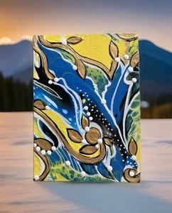 ACEO Original Acrylic Painting 2.5 x 3.5 in.,  Abstact,  ShineGoldenArt