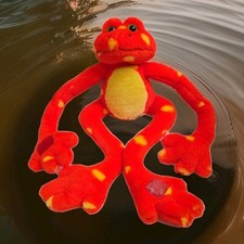 Fiesta Plush Orange Polka Dot Frog 18 Long Legged Hook Loop Hands Feet
