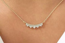 1.50Ct Round Cut Lab Created Diamond Bar Pendant Necklace 14k Yellow Gold Plated
