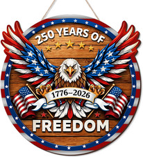US 250Th Anniversary Decoration Wooden Eagle Door Sign 250 Years of Freedom Wrea