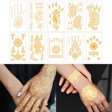 10 Sheet Gold Henna Tattoo Kit - Women's  Girls' Tattoo Stickers for Arms  ...