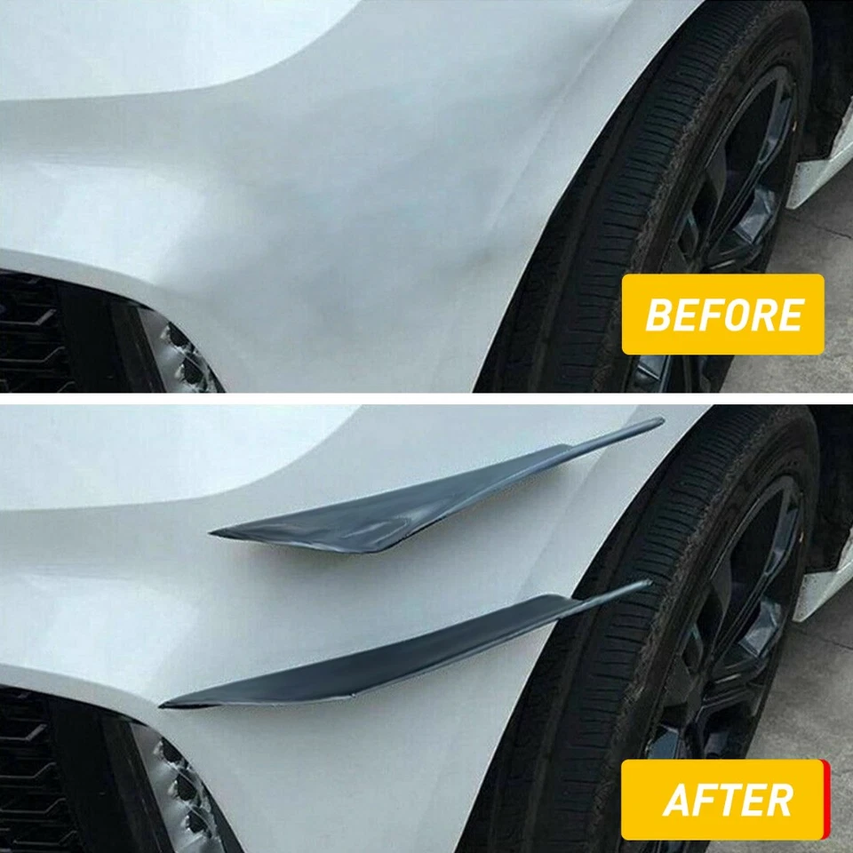 4x Car Bumper Fin Canard Splitter Diffuser Valence Spoiler Lips Glossy Black ABS Foto 4 de 4