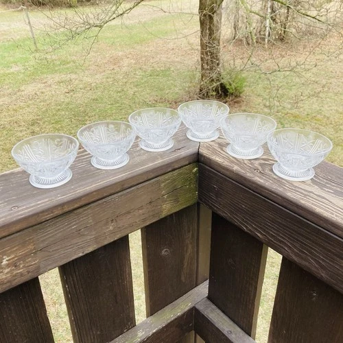 Vintage Waterford Crystal Footed Bowl Set Of 6 Pattern Unknown