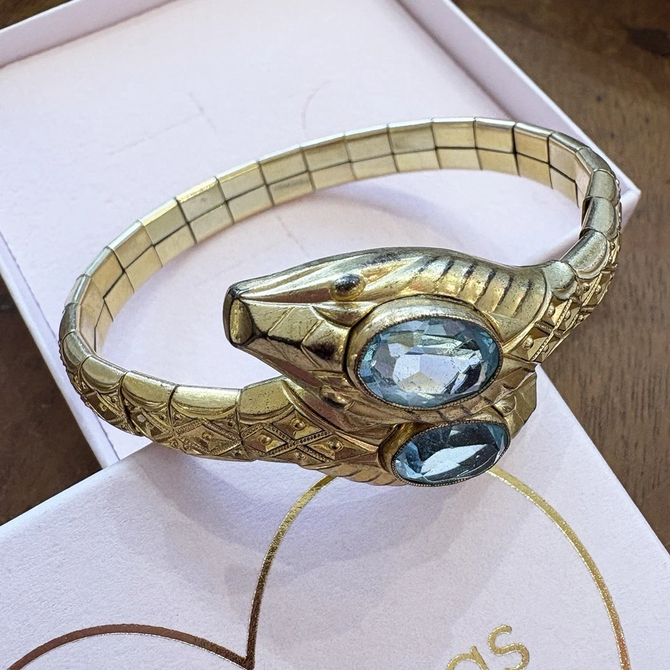 Antique Art Deco Signed Andreas Daub Articulated Snake Bracelet Snake Bangle - Image 4 of 4