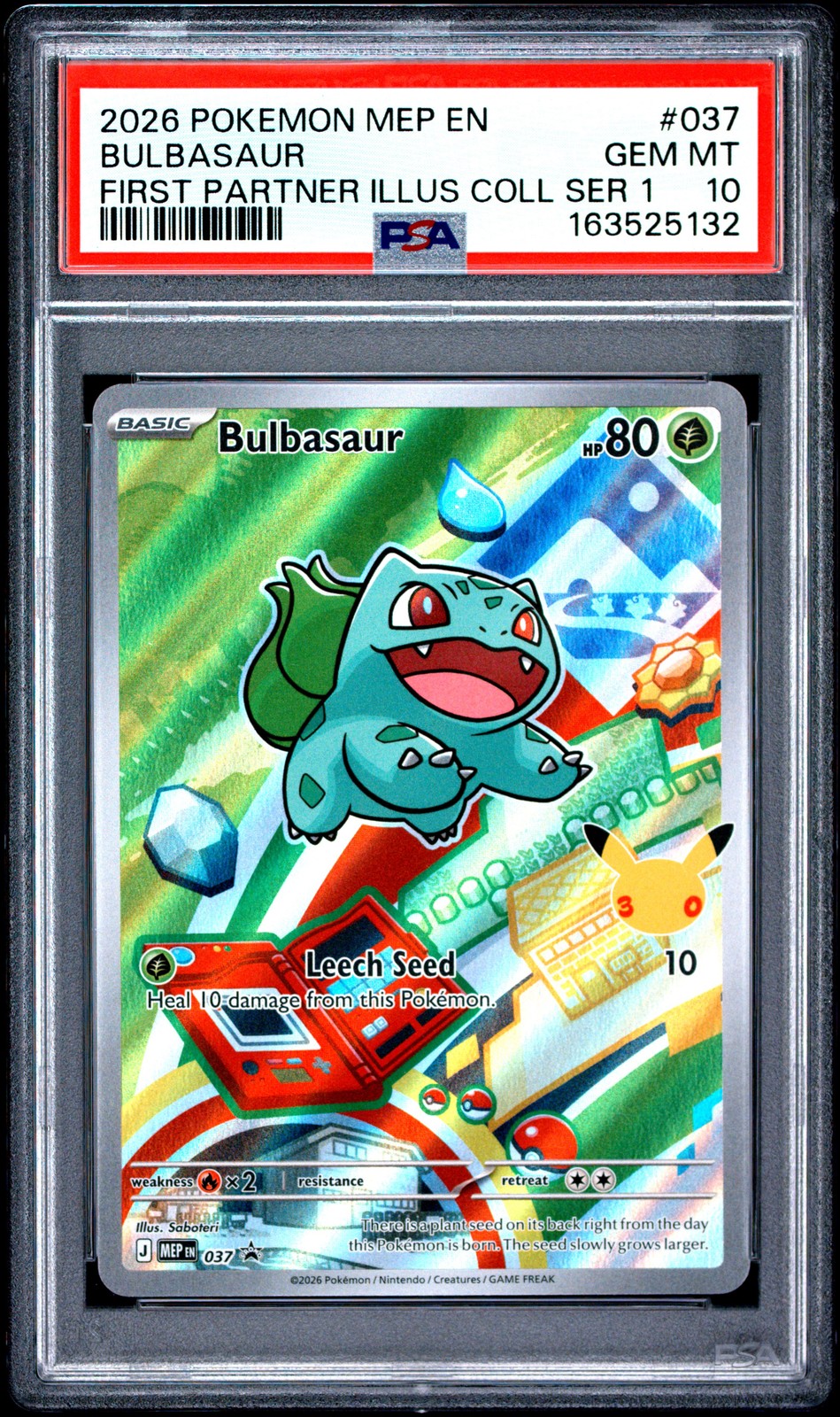 2026 POKEMON MEP FIRST PARTNER ILLUSTRATION COLLECTION #037 BULBASAUR PSA 10