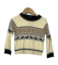 Vintage Holiday Sweater Reindeer Fair Isle Knit Christmas 4 Toddler