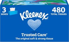 Trusted Care Facial Tissues 3 Flat Boxes 160 Count 2-Ply Soft Absorbent