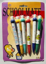 New Vintage Haner Sports & Stationary 6 Pen Set 2002 Calendar Kawaii Frog Bee