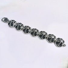 Gothic Rocker Biker Skull Curb Cuban Link Chain Stainless Steel Bracelet Gift