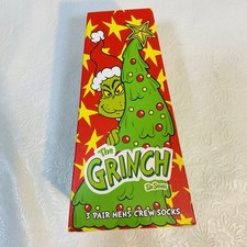 Dr Seuss The Grinch Christmas 3 Pair Mens Crew Socks sz 10-13 in Box Holiday