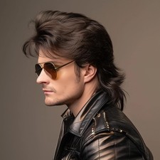 Mens Mullet Wigs for 70s 80s Costumes,Halloween Party Personality Accessory C...