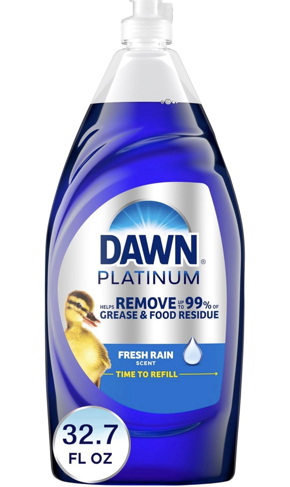 Dawn Platinum Dishwashing Liquid Dish Soap, Refreshing Rain Scent, 32.7 fl oz