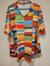 2XL Women's Nurse's Scrub Top. Polyester. Two Pockets. Fun Color