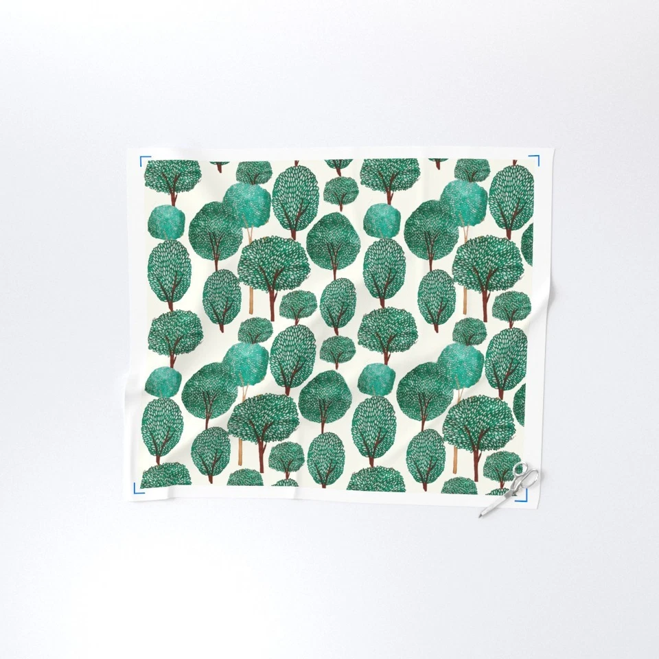 Stylised Trees Stretch Highlighted Tree Trunks Printed Cotton Fabric By The Yard - Image 2 of 4