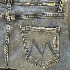 MOTHER Jeans The Swooner Ankle Fray Weekend Warrior Blue Medium Wash Denim Sz 29