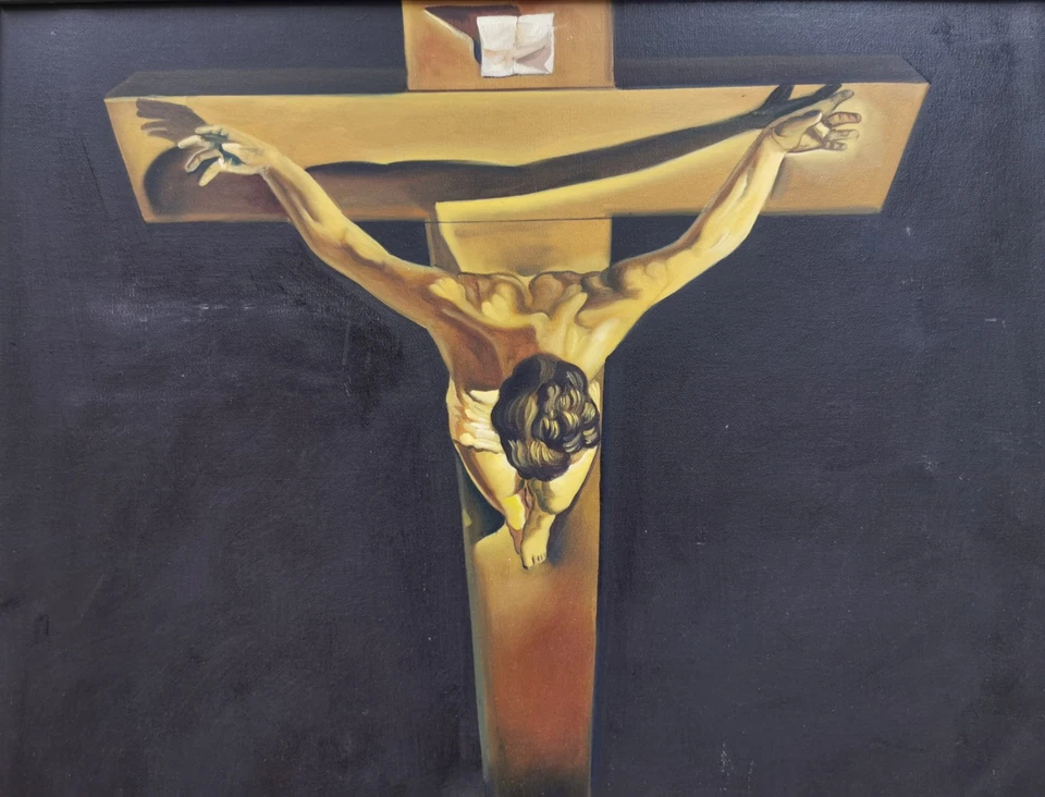ÖLGEMÄLDE Der Christus des Heiligen Johannes vom Kreuz Kopie nach SALVADOR DALI - Bild 4 von 4