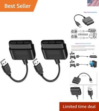 PS2 to USB Adapter Converter - 2 Pack for PS3/PC Controllers, Easy Plug and Play