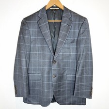 Burberry London Silk Wool Blend Blazer Men s 42R USA Union Gray Blue Check
