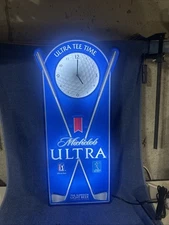 AWESOME MICHELOB ULTRA BEER LIGHT UP LED SIGN CLOCK PGA LPGA 31” X 15” GOLF