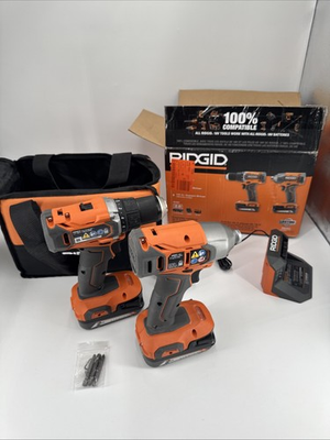 #ad Ridgid R92721 18V 2 Tool Combo Kit Drill Driver amp; Impact Driver TESTED. Good $79.95