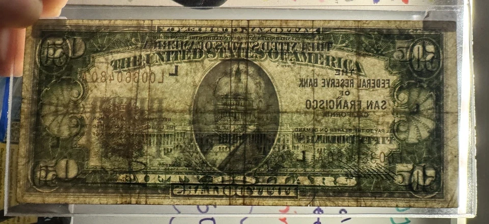 $50 1929 Federal Reserve Bank Note Fr 1880L San Francisco - Image 3 of 3