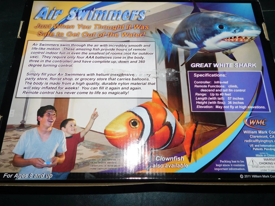 Air Swimmers Remote Control Flying Shark Swims Sealed Box. NEW IN OPEN BOX ! - Image 3 of 4