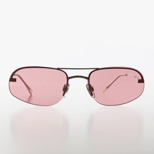 Pink Rimless Pilot Shape Vintage Sunglass - Zizi