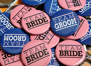 Team Bride Team Groom Pink Blue Wedding Buttons Pinbacks Badges