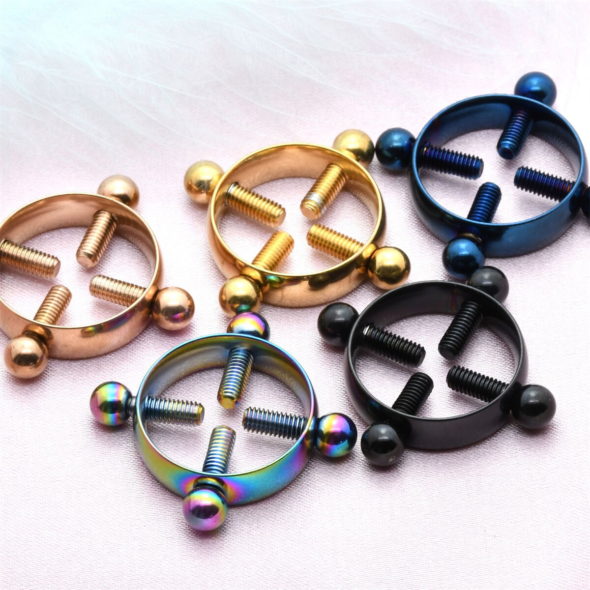 1pc Adjustable Screw Nipple Ring Shield NonPiercing Fake clamp Body Jewelry eBay