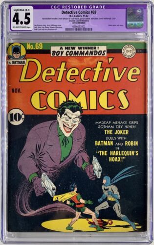 DETECTIVE COMICS #69 CGC 4.5, Classic & Iconic Joker Cover, Batman & Robin 1942 - Picture 1 of 3