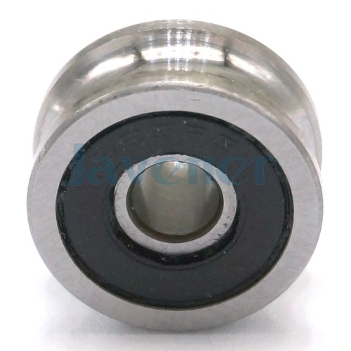LOT2 5x17x8mm U Groove width 5mm Guide Pulley Sheave Sealed Rail Ball Bearing - Picture 4 of 8