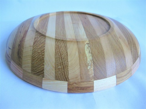 Plato de retazos decoración arte madera original hecho a mano bonita forma decoración del hogar regalo - Imagen 6 de 7