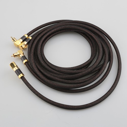 Pair 6N pure Solid Silver RCA Audio Cable with Right angled rca plug HIFI - Picture 2 of 11