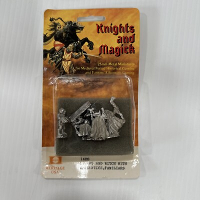 Vintage Heritage Knights and Magick 1420 Wizard and Witch 5 Pc Miniatures 25mm