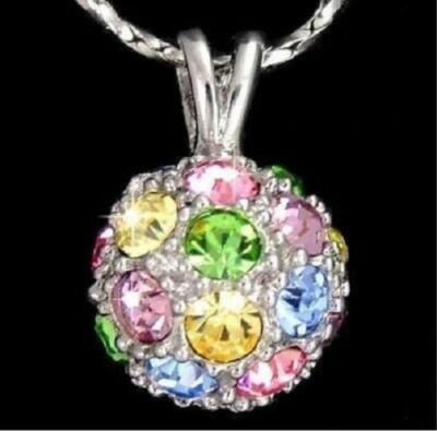 Collar Y Colgante Globo De Cristal En Colores Metal Oro Blanco Laminado