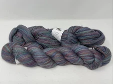 2 Frog Tree Hand Painted 100% Alpaca Fingering Tide Pool Blue Green Purple Clay