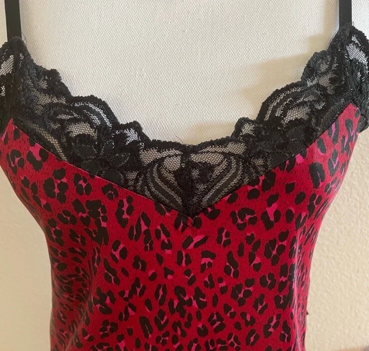 Maxi Camisón Largo Vintage Sexy Satén Borgoña Negro Encaje Talla Grande Foto 2 de 4