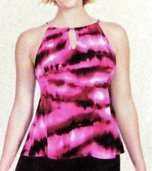 Kirkland Miraclesuit Electric Hot Pink Peephole Tankini Swim Top ONLY Size 8