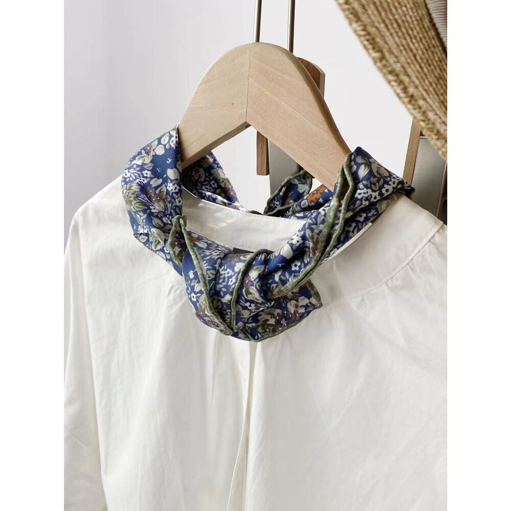 New Boutique 14Momme Twill Silk Scarf Necktie Hairband Print Square Scarf 53cm#