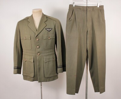 Men's WWII 1940s Green Wool US Navy Pilot's Uniform Sz M WW2 USN