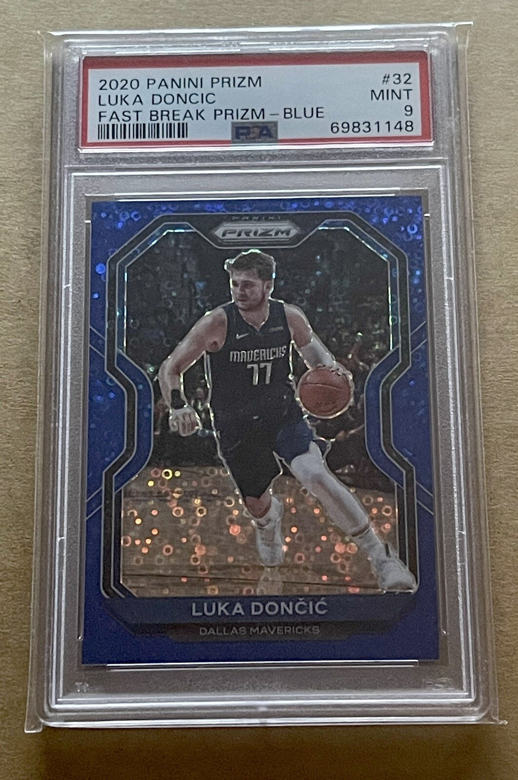2020 Panini Prizm #32 Luka Doncic Fast Break Blue /175 PSA 9 QTY 7