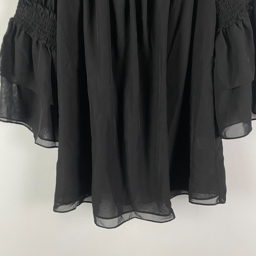 Max Studio Off Shoulder Tier Sleeve Top Size Medium Black 3/4 Sleeves - Picture 3 of 12