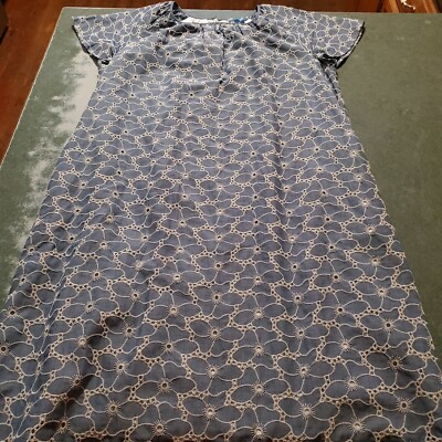 Draper James embroidered chambray popover dress sz Large