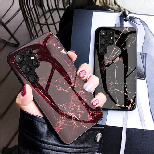Marble Texture Glass Phone Case For Samsung S24 S23 S22 S21 S20 Ultra S10 S9 S8 - Picture 7 of 32