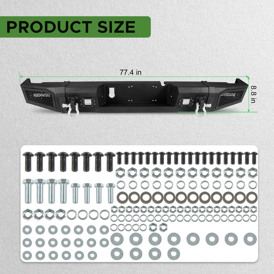 Fits 2010-2018 Dodge Ram 2500 3500 Rear Step Bumper with 4 LED Lights & D-rings Foto 3 de 4